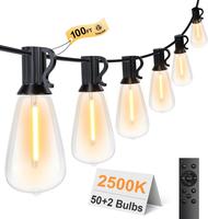 LED Outdoor String Light,100ft Waterproof String Light, Dimmable Outdoor Decorative Light (Dimmer is Included), Suitable for ...