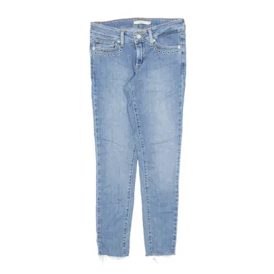 LEVI'S 711 Jeans Blue Denim Slim Skinny Stone Wash Womens W25 L26