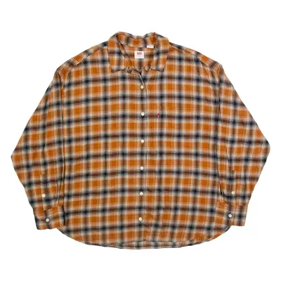 LEVI'S Womens Shirt Brown Check Long Sleeve XL