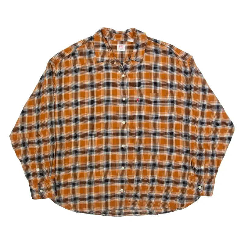 LEVI'S Womens Shirt Brown Check Long Sleeve XL