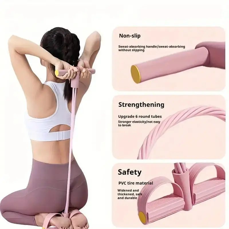 Multi-Functional Fitness Resistance Band Set - 4 tubes of elastic yoga pedal pull bands and fitness bands with handles for to...