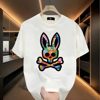 Bone graphic t-shirt, rabbit design, hip hop style, unisex, men's short sleeve crew neck street style t-shirt summer and spri...