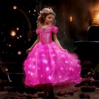 UPORPOR Light Up Pink Princess Dresses for Girls Halloween Cosplay Costumes Princess Dress Up Kids Outfit for Birthday Christ...