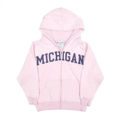 CHAMPION Michigan Hoodie Pink Full Zip Girls S