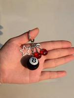 Cherry & Star & Billiards Design Keychain, Cute Beaded Keychain for Women & Men, Fashion Accessories for Daily Use, Trendy Al...