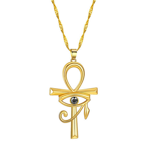 Ankh Cross with Eye of Horus Rhinestone Pendant Necklace