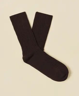 Women's Organic Cotton Ribbed Socks Journal - Chocolate