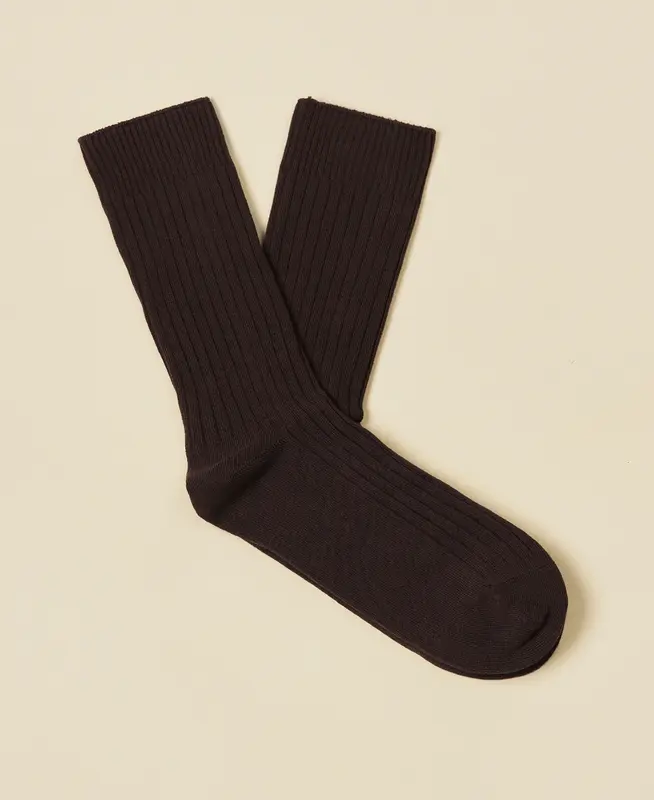 Women's Organic Cotton Ribbed Socks Journal - Chocolate