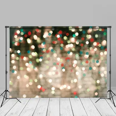 Green White Bokeh Light Glitter Christmas Backdrop - Aperturee