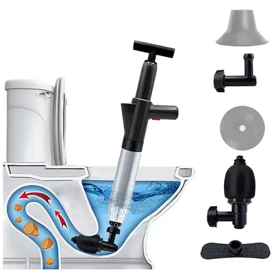 Toilet Plunger, Drain Unblocker, Powerful Manual Pneumatic Dredge Equipment, High Pressure Air Drain Blaster Cleaner for Rest...