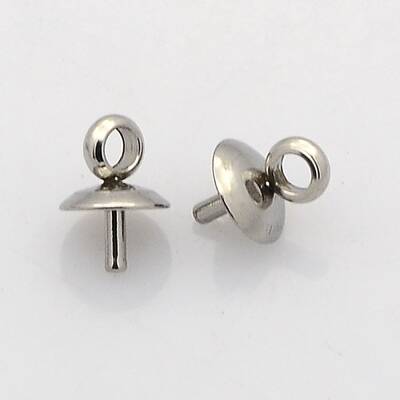 201 Stainless Steel Cup Pearl Peg Bails Pin Pendants