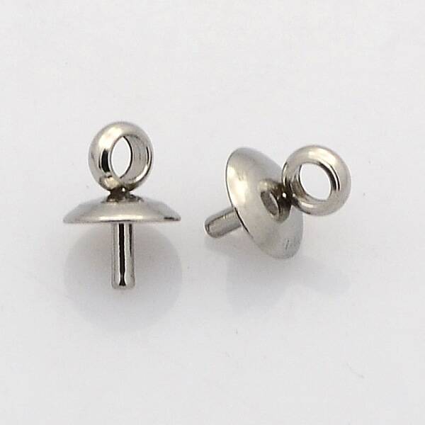 201 Stainless Steel Cup Pearl Peg Bails Pin Pendants