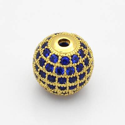 Brass Micro Pave Grade AAA Cubic Zirconia Beads