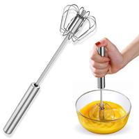 Stainless Steel Eggbeater,egg scrambler,hand mixer, Rotating Semi-Automatic Eggbeater, Allows you to stir Easily Without Feel...