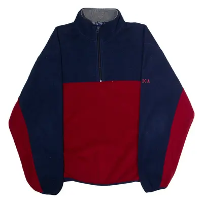 NAUTICA Mens Jumper Blue Colourblock 1/4 Zip Tight Knit L