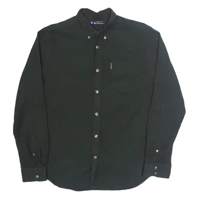 BEN SHERMAN Mens Plain Shirt Green Long Sleeve M
