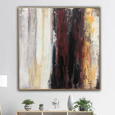Extra Large Abstract Wall Art Expressionism Painting Red Art Black And White Painting Minimalist Artwork Heavy Textured Art |...