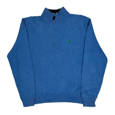 Ralph Lauren 1/4 Zip - Large Blue Cotton