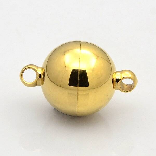 Round 304 Stainless Steel Magnetic Clasps with Loops
