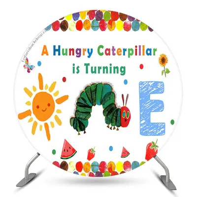 Aperturee Caterpillar Is Turning One Birthday Round Backdrop | Birthday Round Backdrop Cover | Round Party Backdrop | Round B...