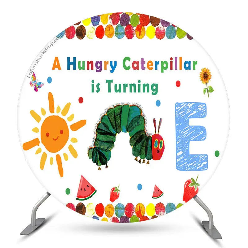 Aperturee Caterpillar Is Turning One Birthday Round Backdrop | Birthday Round Backdrop Cover | Round Party Backdrop | Round B...