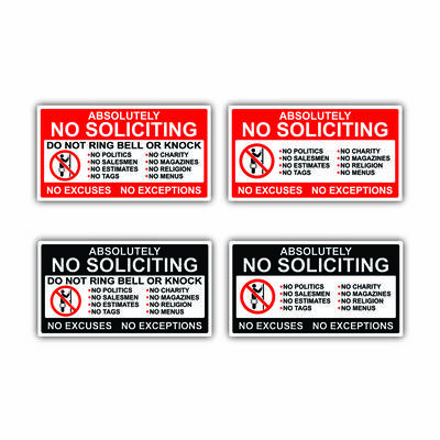 Waterproof No Soliciting Sticker for Home or Office Decorative Stickers