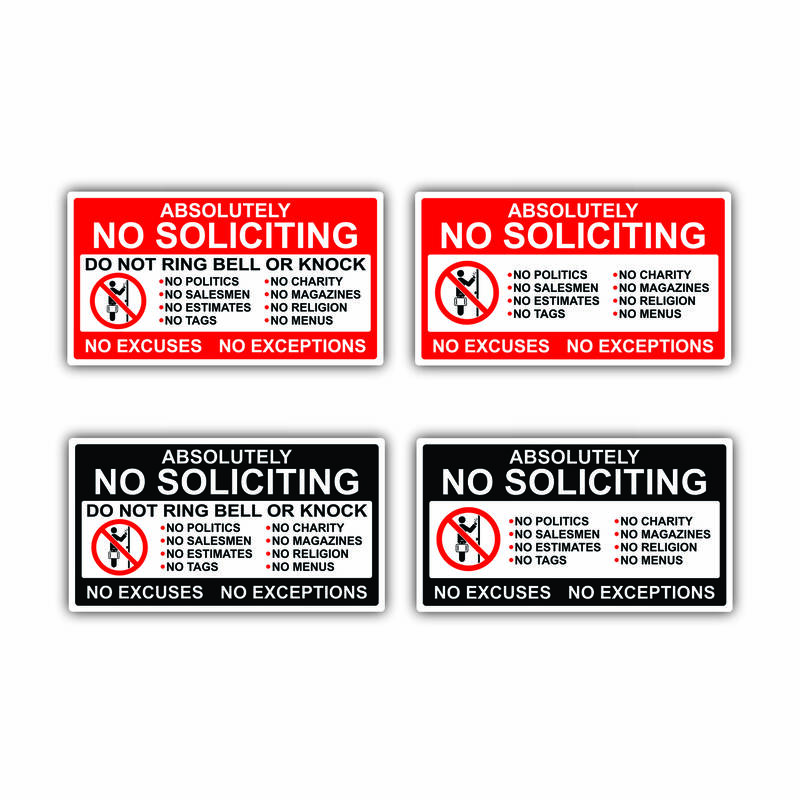 Waterproof No Soliciting Sticker for Home or Office Decorative Stickers
