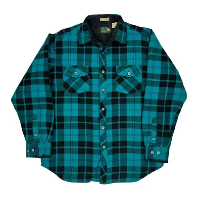 Quilted Lining Pine Grove Checked Flannel Shirt - Medium Blue Acrylic