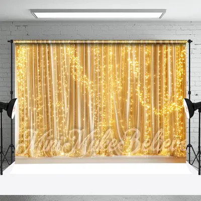 Golden Glitter Curtain Light Backdrop For Cake Smash - Aperturee