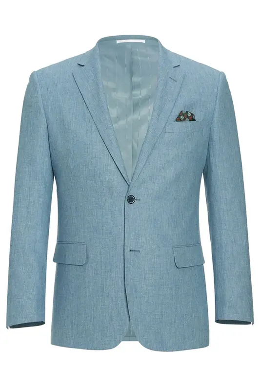 Sky Blue Slim Fit Two Button Men's Suit with Optional Vest