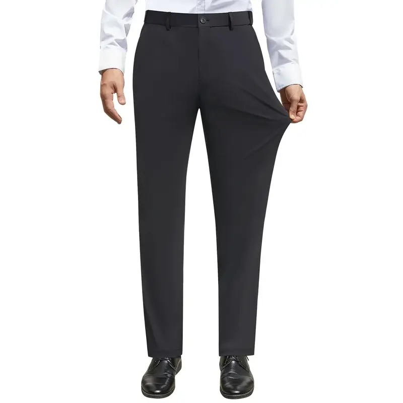 ELENCOCO Stretch Dress Pants No Iron Golf Pants Expandable Waist Flat Front Business Casual Pants Menswear Trouser Underwear ...