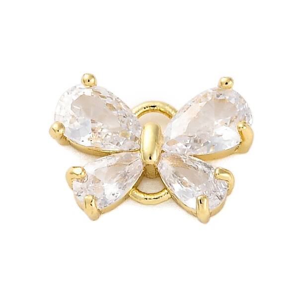 Brass Clear Cubic Zirconia Connector Charms/Links