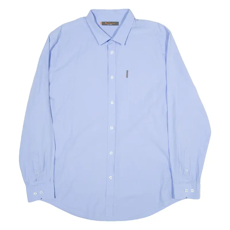 BEN SHERMAN Mens Plain Shirt Blue Long Sleeve 2XL