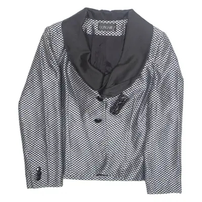 BONO VITO Womens Blazer Jacket Grey Houndstooth M