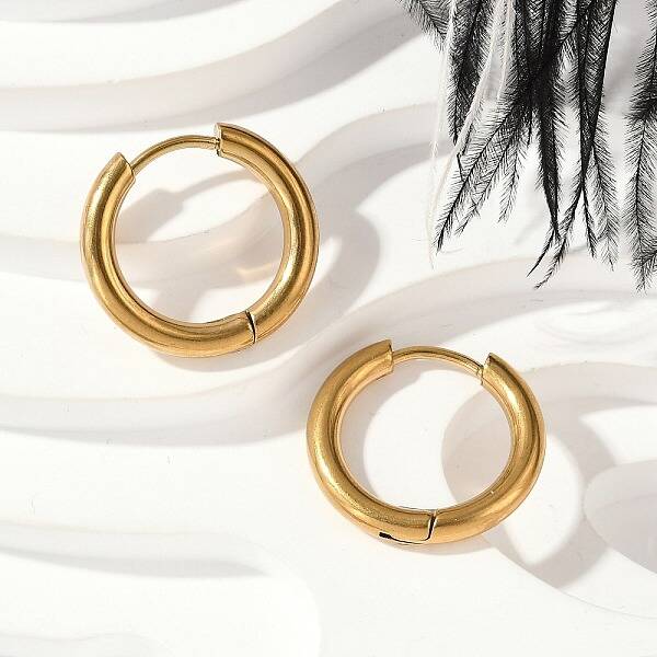 202 Stainless Steel Huggie Hoop Earrings
