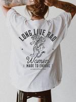 Women's Cartoon Tiger & Letter Print Round Neck Tee, Vintage Trendy Casual Short Sleeve T-shirt for Daily Wear, Ladies Summer...