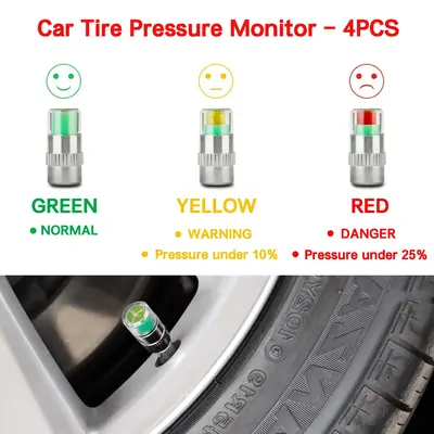 4 PCS Car Tire Pressure Monitor Valve, tire valve stem caps, car tire caps,tire pressure caps,Tire Pressure Monitor Valve Ste...