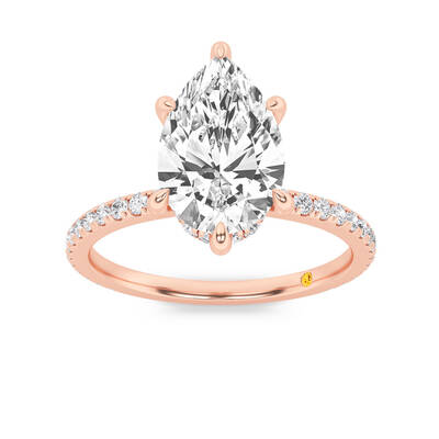 Florence Hidden Halo Pear Shape Lab Grown Diamond Engagement Ring | 10K Rose Gold 2 7/8 CT. TW.