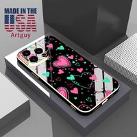 Case for iPhone 16 Pro Max 15 Plus 14 13 12 11 XS XR Colorful Heart Design Pocket-Friendly Shockproof Silicone Protective Sof...