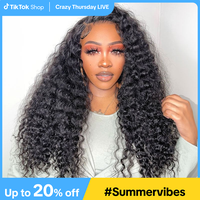 Amanda Hair Glueless Pre-bleached Curly Human Hair Wig 13x4 Frontal lace 6x4 Pre-cut lace closure Long Curly Natural black Wa...