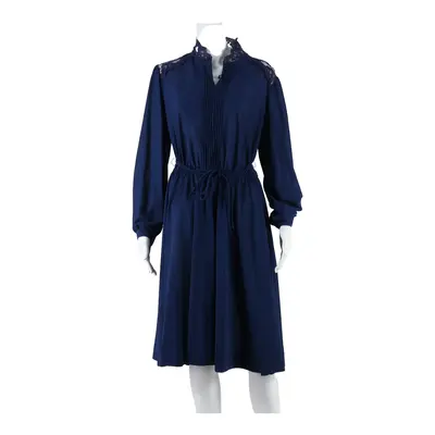 LAST MATCH MATES Sheer Womens A-Line Dress Blue Mesh Long Sleeve Midi M