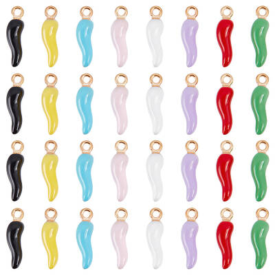32Pcs 8 Colors Alloy Enamel Pendants