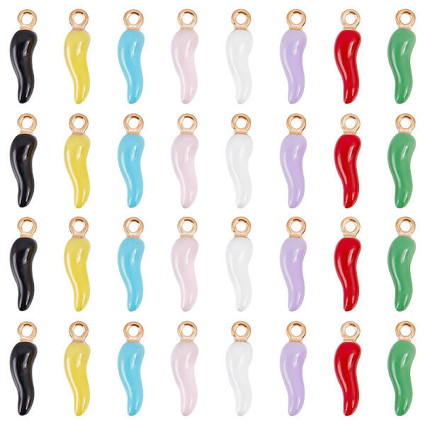 32Pcs 8 Colors Alloy Enamel Pendants