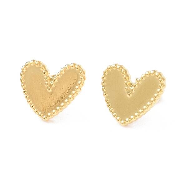 Ion Plating(IP) 304 Stainless Steel Heart Stud Earrings for Women