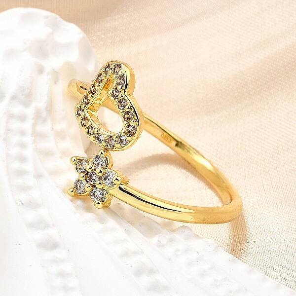 Brass Micro Pave Clear Cubic Zirconia Cuff Rings for Women