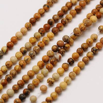 Natural Picture Jasper Round Bead Strands