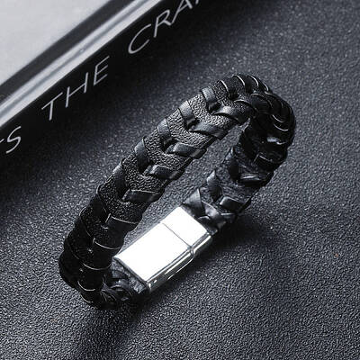 Leather Woven Flat Cord Bracelets