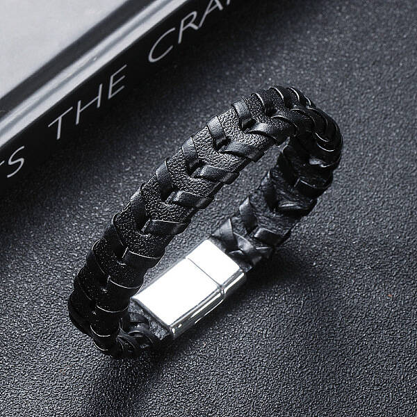 Leather Woven Flat Cord Bracelets