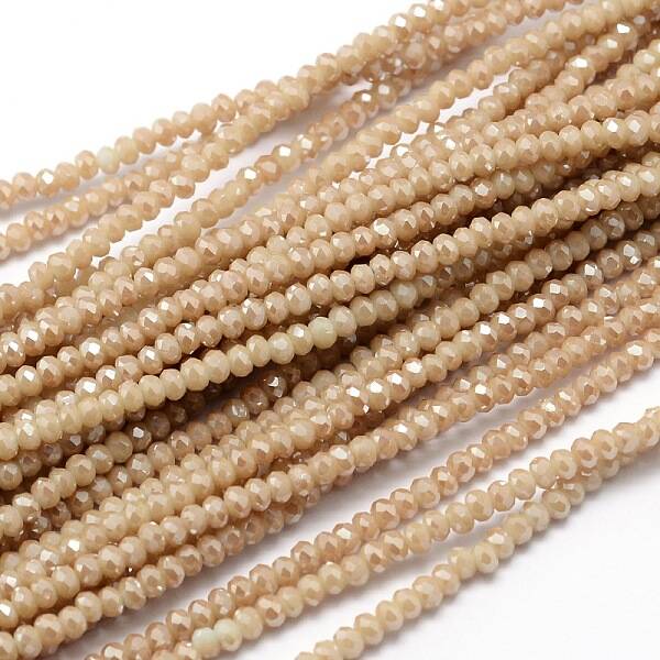 Faceted Rondelle Full Rainbow Plated Electroplate Glass Beads Strands