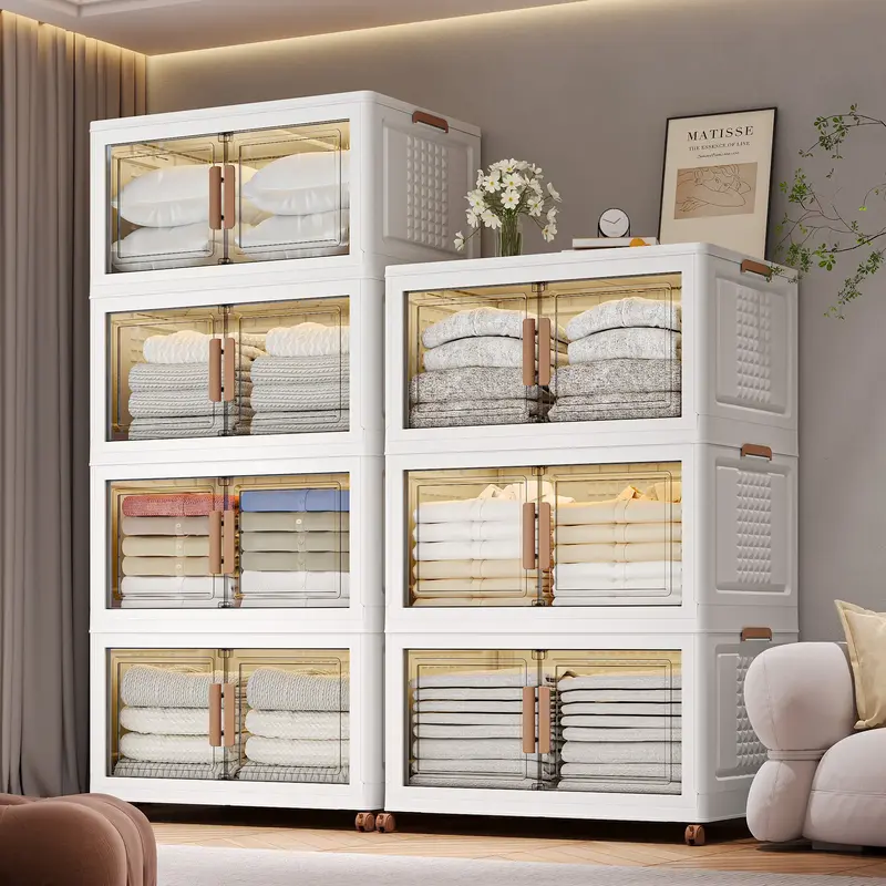 NLDD Stackable Storage Cabinet,durable collapsible   Magnetic bins foldable plastic organizer for toys,clothes,blankets Ideal...